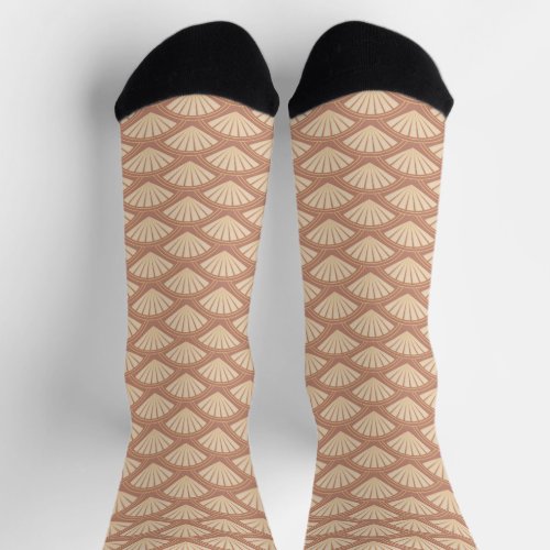 Art Deco style pattern in rose color  Socks