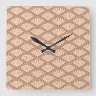 Art Deco style pattern in rose color Square Wall Clock