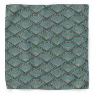 Art Deco style pattern in teal blue color Bandana