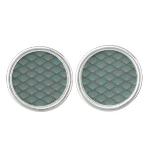 Art Deco style pattern in teal blue color Cufflinks
