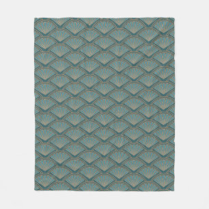 Art Deco style pattern in teal blue color Fleece Blanket