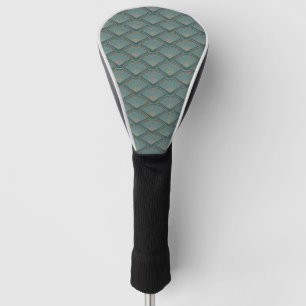 Art Deco style pattern in teal blue color Golf Head Cover
