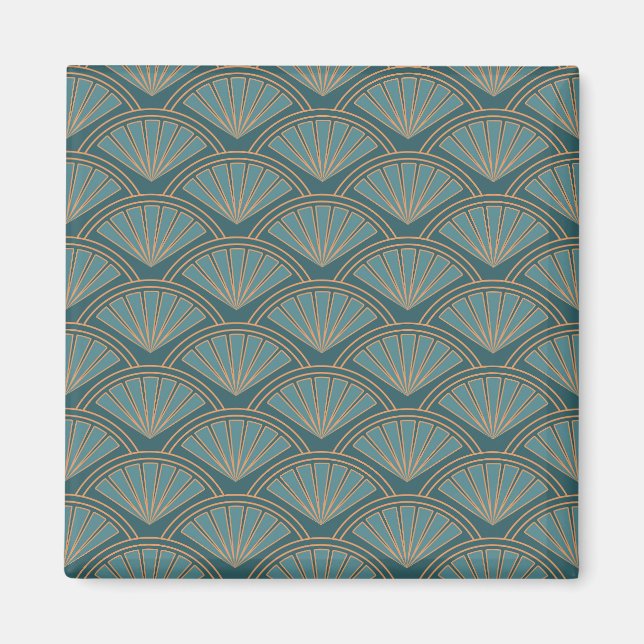 Art Deco style pattern in teal blue color Magnet (Front)