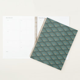 Art Deco style pattern in teal blue color Planner