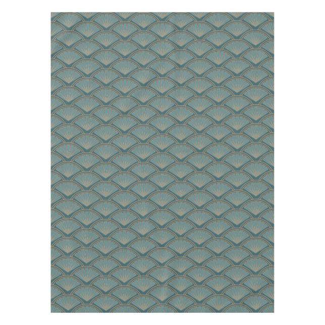 Art Deco style pattern in teal blue color Tablecloth (Front)