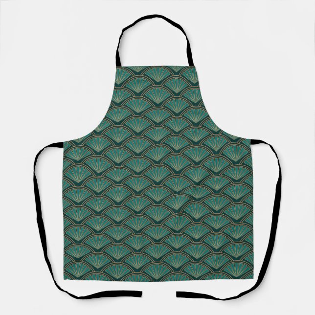 Art Deco style pattern in teal green color Apron (Front)