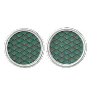 Art Deco style pattern in teal green color Cufflinks