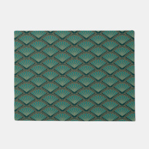 Art Deco style pattern in teal green color Doormat