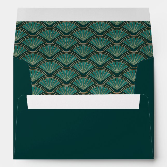 Art Deco style pattern in teal green color Envelope (Back (Bottom))