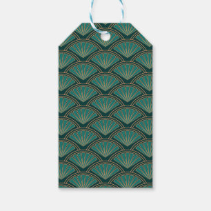 Art Deco style pattern in teal green color Gift Tags