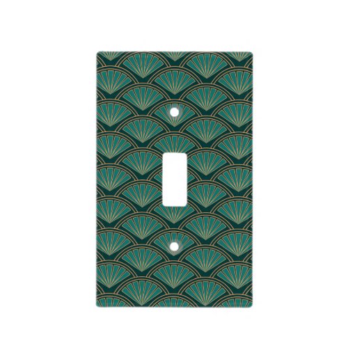 Art Deco style pattern in teal green color Light Switch Cover