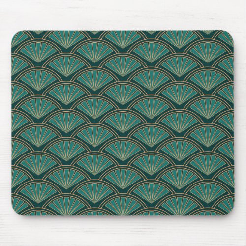 Art Deco style pattern in teal green color  Mouse Pad