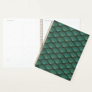 Art Deco style pattern in teal green color Planner