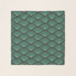 Art Deco style pattern in teal green color Scarf<br><div class="desc">Abstract geometric wavy pattern in Art Deco style on with teal green and copper colored waves and fan decoration on dark teal green color background</div>