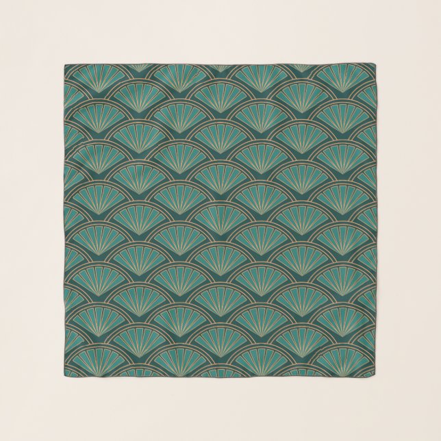 Art Deco style pattern in teal green color Scarf (Front)