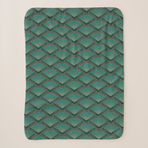 Art Deco style pattern in teal green color Sherpa Blanket