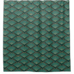 Art Deco Style Pattern In Teal Green Color Shower Curtain at Zazzle