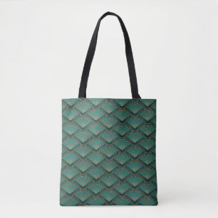 Art Deco style pattern in teal green color  Tote Bag