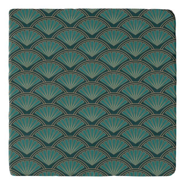 Art Deco style pattern in teal green color Trivet (Front)