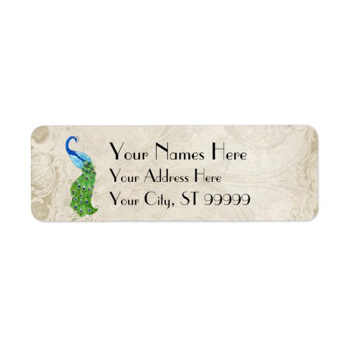 Art Deco Style Peacock Baroque Matching Shipping Label