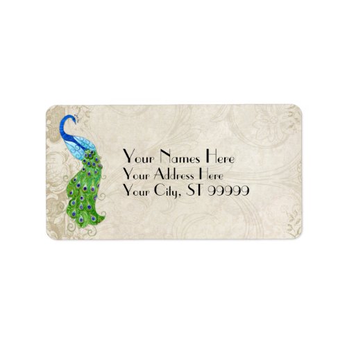 Art Deco Style Peacock Baroque Matching Shipping Label