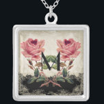 Art Deco Style Peacock Black n Cream Vintage Lace Silver Plated Necklace<br><div class="desc">COLOR PALETTE: black, cream, tan, aqua blue, royal blue, green purple and gold. DESIGN COLLECTION: Beautiful to use for bridesmaid, maid of honor and other wedding party jewelry. This artwork is a mix of brand new watercolors by Audrey Jeanne Roberts and layersof vintage art elements including:Carved etched printer's ornament decorative...</div>
