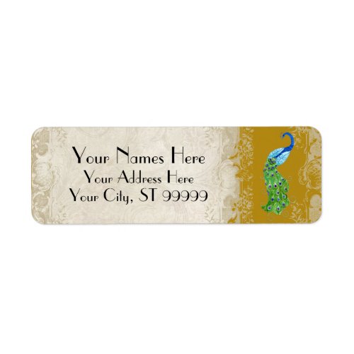 Art Deco Style Peacock Gold Matching Shipping Label