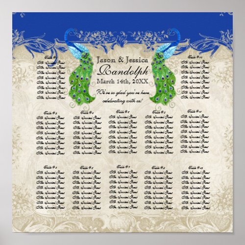 Art Deco Style Peacock Reception Seating Chart