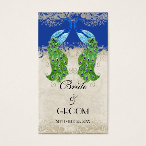 Art Deco Style Peacock Royal Blue Favor Gift Tags