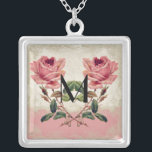 Art Deco Style Peacock Vintage Lace Silver Plated Necklace<br><div class="desc">COLOR PALETTE: rose, cream, tan, aqua blue, royal blue, green purple and gold. DESIGN COLLECTION: Beautiful to use for bridesmaid, maid of honor and other wedding party jewelry. This artwork is a mix of brand new watercolors by Audrey Jeanne Roberts and layers of vintage art elements including:Carved etched printer's ornament...</div>