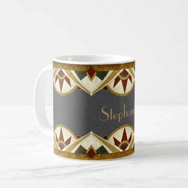Art Deco Style Personalized Coffee Mug (Front Left)