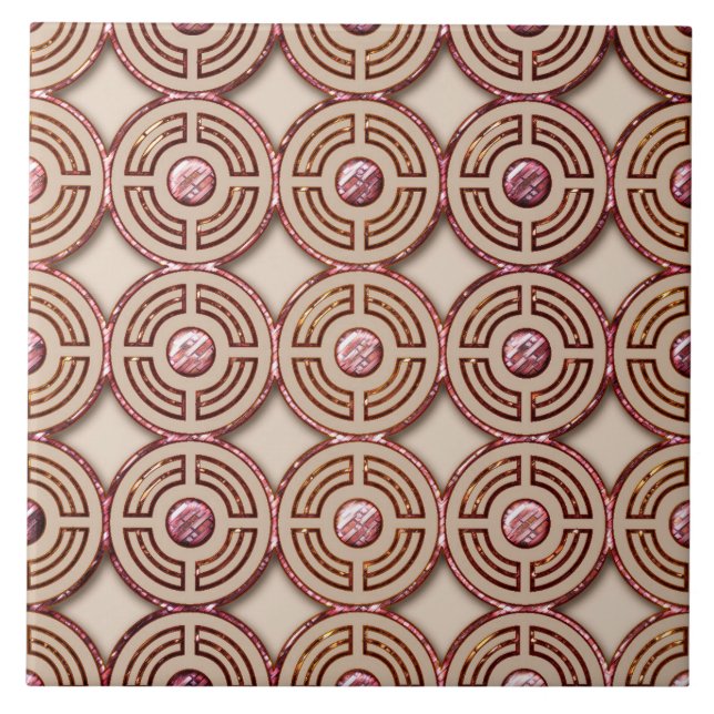 Art Deco Style (Pink and gold) Ceramic Tile (Front)