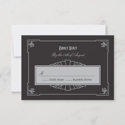 Art Deco Style RSVP Card Silver
