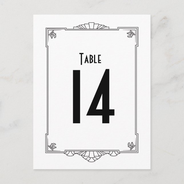 Art Deco Style Table Numbers (Front)