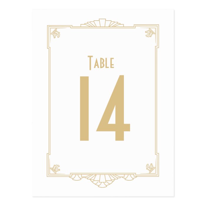 Art Deco Style Table Numbers Postcards