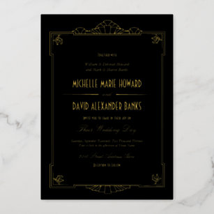 Art Deco Style Wedding Gold Foil Invitation
