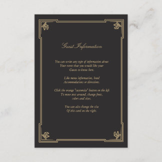 Art Deco Style Wedding Insert Card