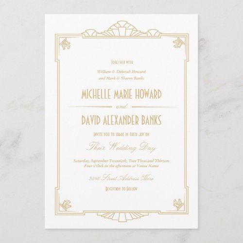 Art Deco Style Wedding Invitation