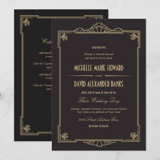 Art Deco Style Wedding Invitation (Detailed)