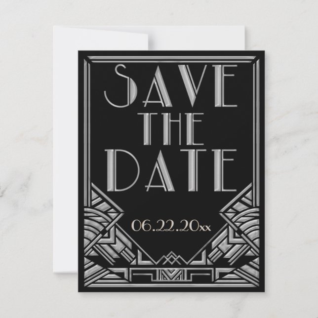 Art Deco Style Wedding Save the Date (Front)