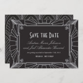 Art Deco Style Wedding Save the Date (Silver) (Front/Back)