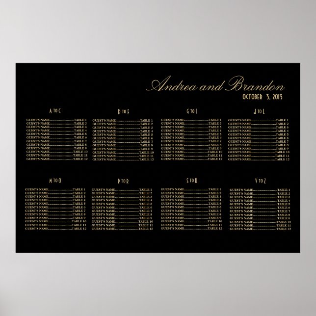 Art Deco Style Wedding Seating Chart (Front)
