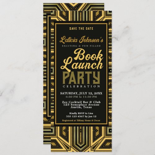 Art Deco Stylish Glam Book Launch Invitation