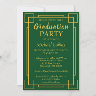 Art Deco Stylish Gold Border Invitation