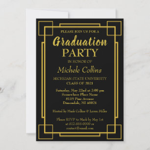 Art Deco Stylish Gold Border Invitation
