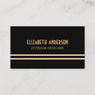 Art Deco Stylish Lines - Gold & Black Business Card