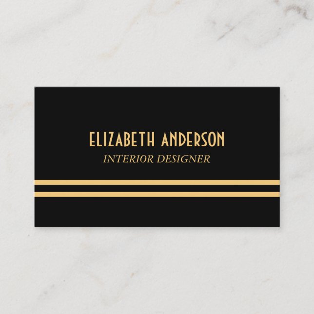 Art Deco Stylish Lines - Gold & Black Business Card (Front)