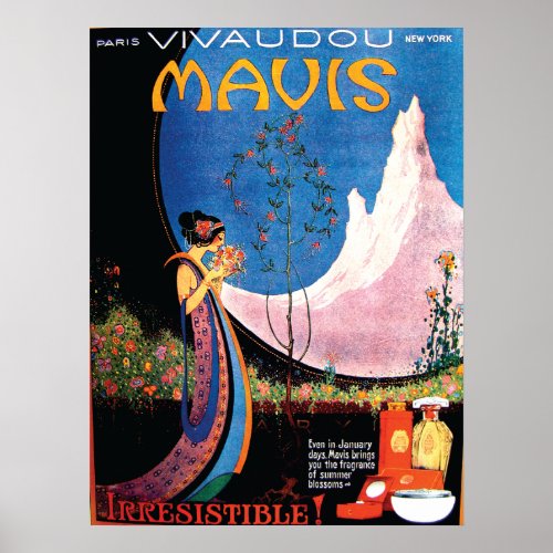 Art Deco Summer Blossoms for Mavis 1920s Poster