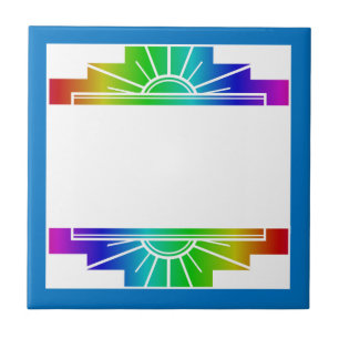 Art deco sun element in rainbow ceramic tile