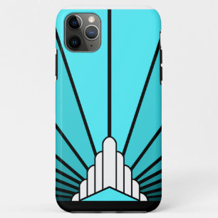 Art deco sun in aqua iPhone 11 pro max case